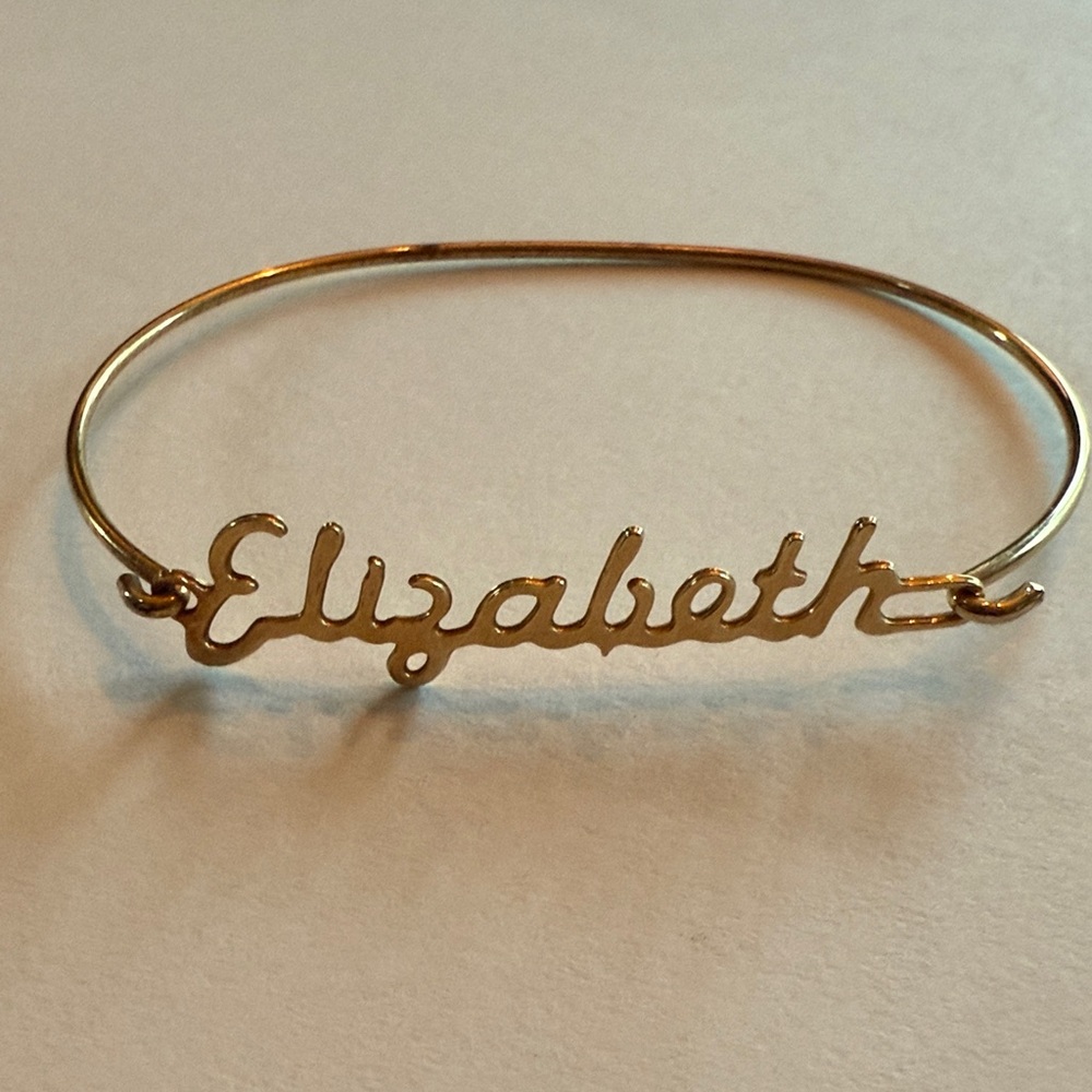 Vintage 70’s Personalized "Elizabeth" Name Cuff Bracelet in Gold